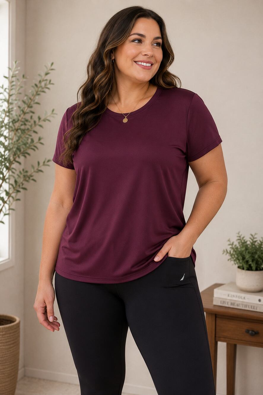 Nautica Performance Tee Burgundy Short Sleeve XL